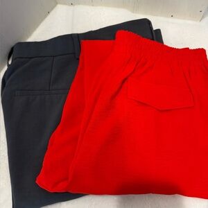 Bold Red and Gray Trousers Set